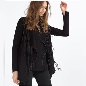 💋ZARA KNIT open fringe jacket